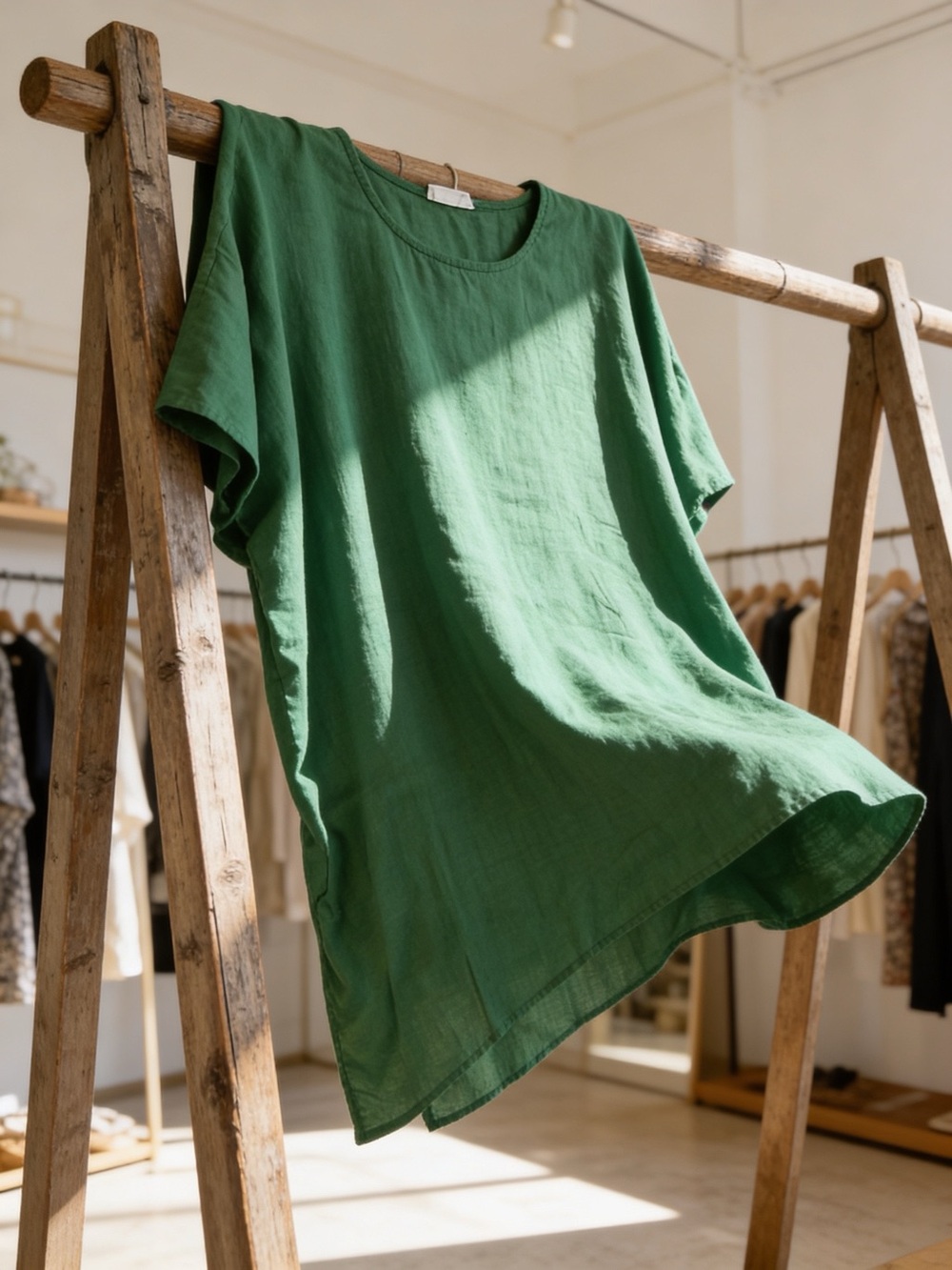 easel Green Short Sleeve Linen Tee